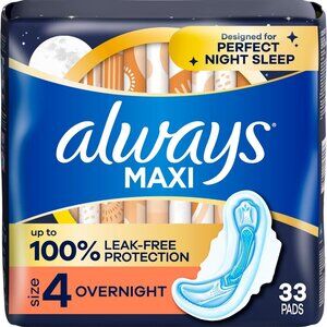 ** Always Maxi Overnight Pads with Wings for Women, Size 4 (33 pack)